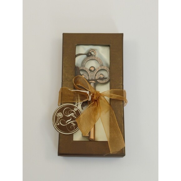 Wedding Favor Skeleton Key Bottle Opener Antique Copper Finish New In Gift Box - Picture 11 of 13